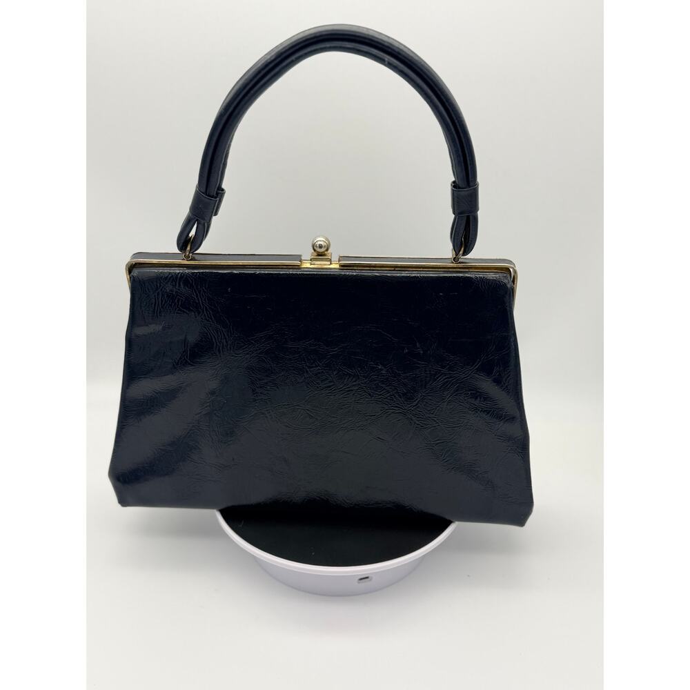 Vintage 1960s Dover Navy Patent Leather Handbag - Made in USA - MCM